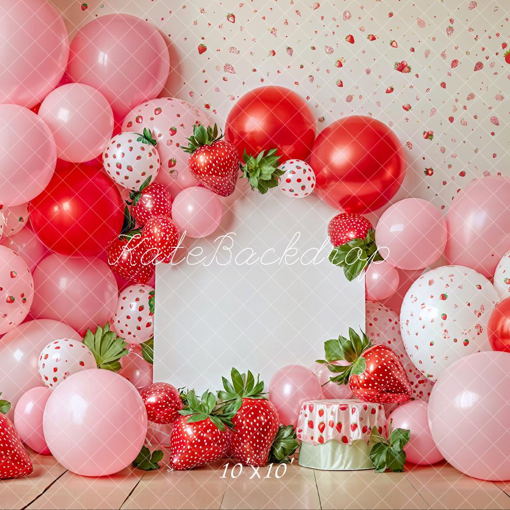 Kate Cake Smash Summer Strawberry Balloon Backdrop Designed by Emetselch