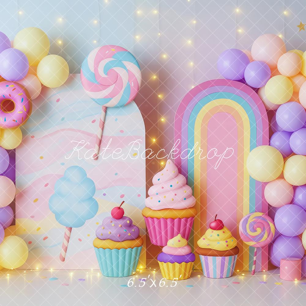 Kate Cake Smash Candyland Cupcake Balloon  Backdrop Designed by Patty Roberts