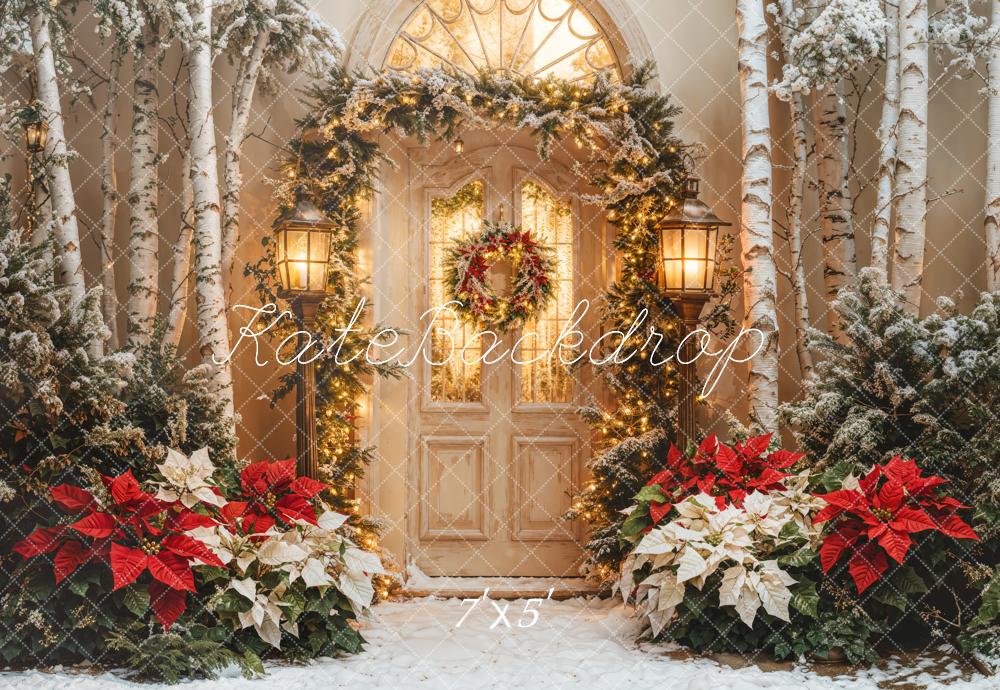 Kate Christmas Door Garland Poinsettia Tree Backdrop Designed by Emetselch