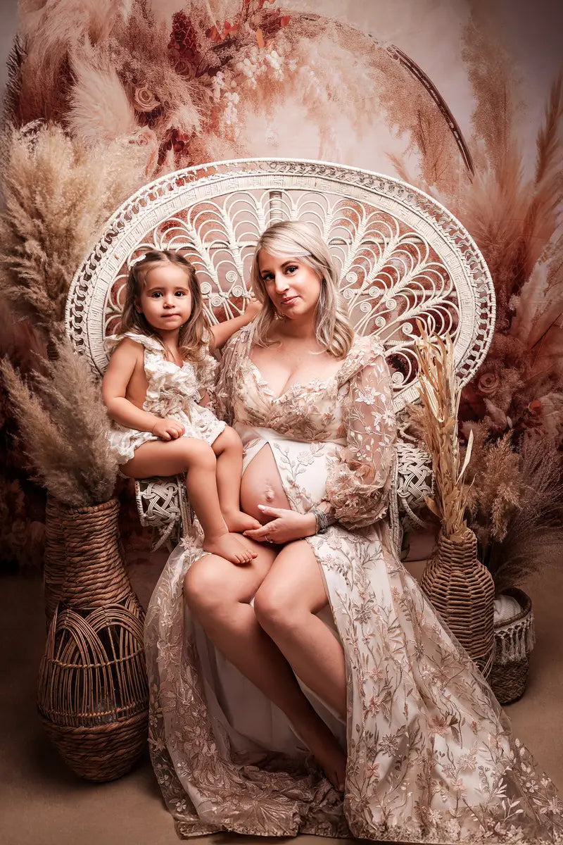 Kate Warm Neutral Boho Dried Florals Arch Backdrop Designed by Mandy Ringe Photography