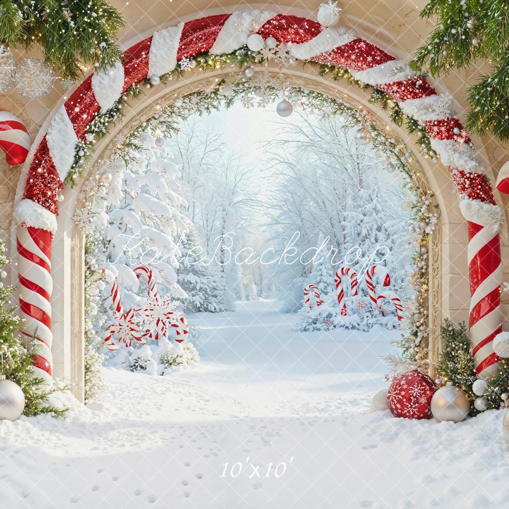 Kate Christmas Candy Cane Arch Wonderland Backdrop Designed by Emetselch