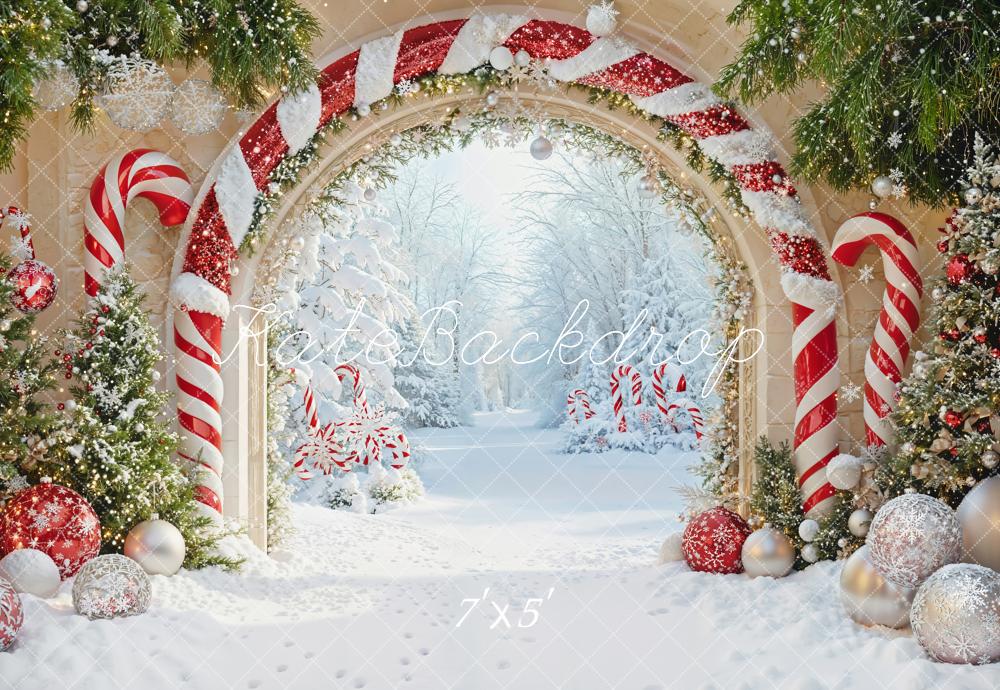 Kate Christmas Candy Cane Arch Wonderland Backdrop Designed by Emetselch