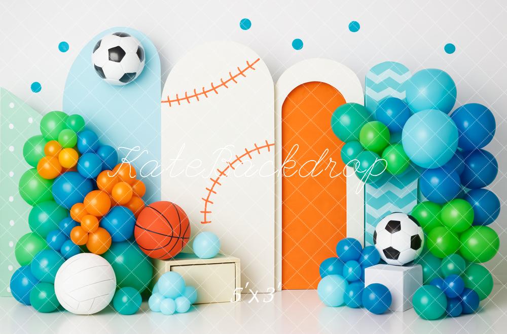 Kate Cake Smash Sports Balloon Arch Backdrop Designed by Patty Roberts