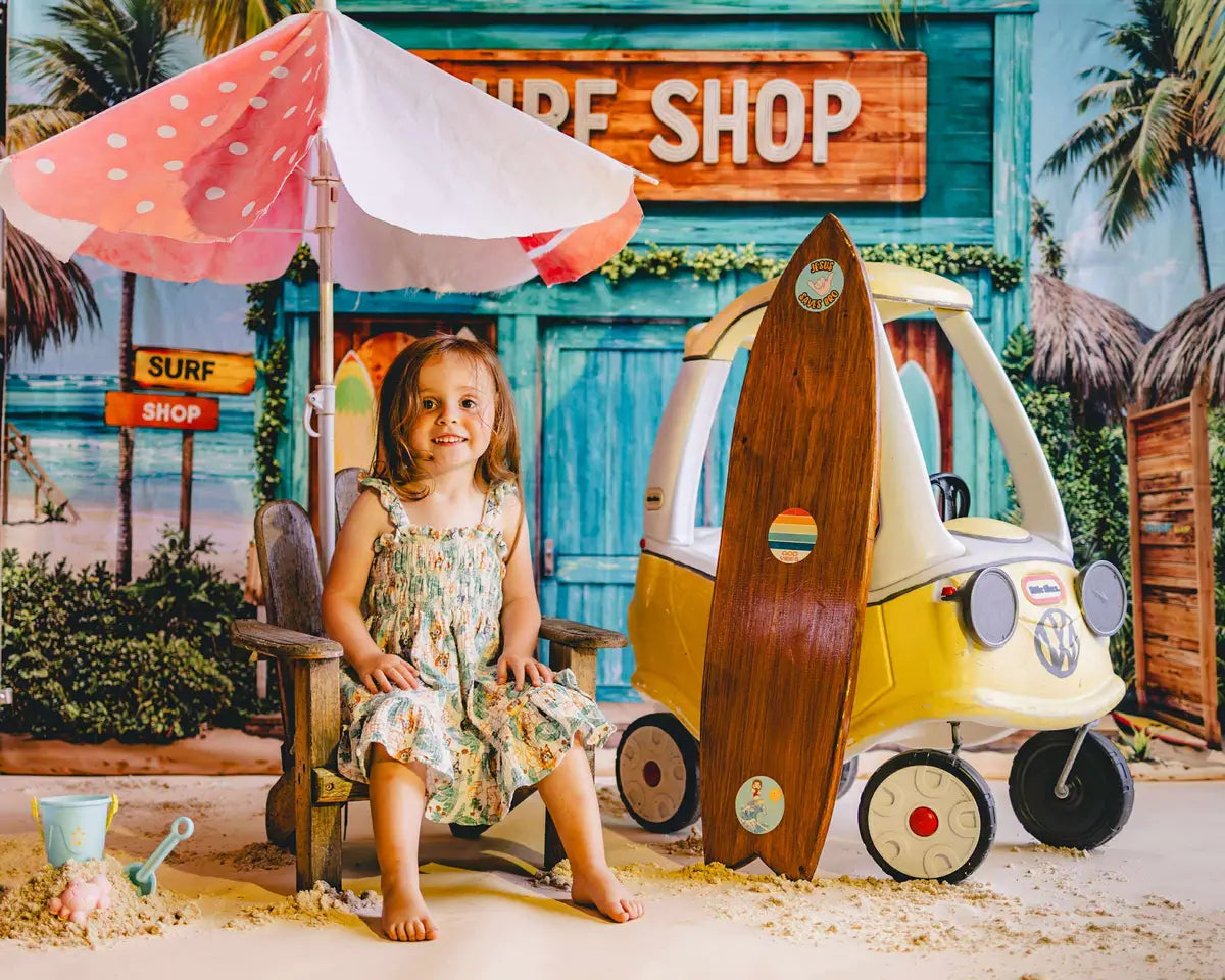Kate Summer Beach Surf Shop Tropical Backdrop Designed by Emetselch
