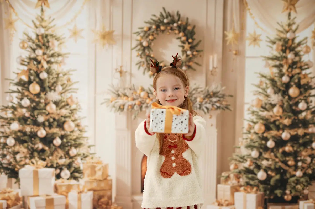 Kate Christmas Tree Fireplace Wreath Gifts Backdrop Designed by Emetselch