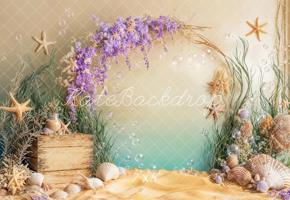 Kate Mermaid Underwater Floral Arch Starfish Seashell Backdrop Designed by Emetselch